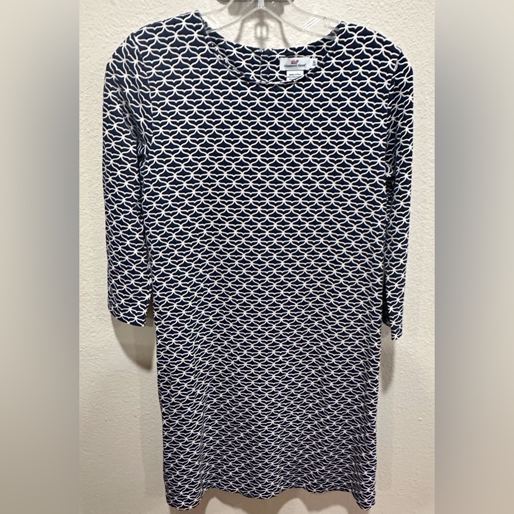 Vineyard Vines Navy and White girls Scallop shift dress size XL/16